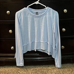 SHEIN Light Blue Layered Hem Crop Top